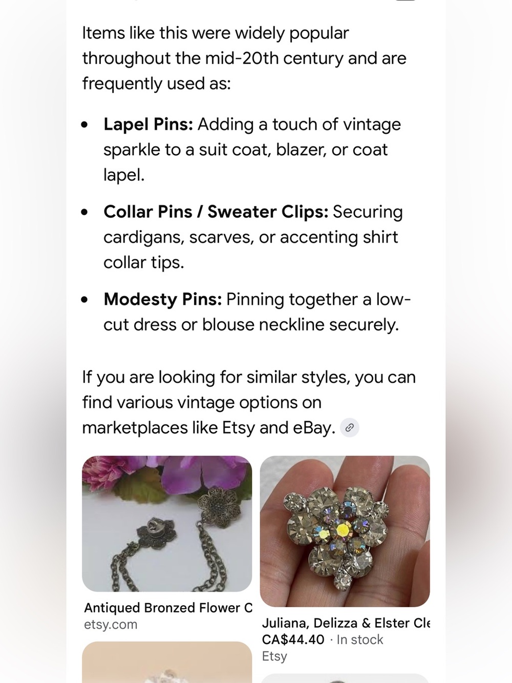 Vintage Rhinestone Modesty Pin - Picture 9 of 9